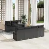 Image de Ensemble de canapé de jardin 8 pièces avec coussins en poly rattan noir, Canapé de jardin 2 places avec rangement et 3356966