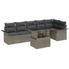 Image de Canapés de Jardin 7 pièces avec Coussins Gris Rattan, Canapé de Jardin 2 Places avec Rangement et Coussins Gris Rattan