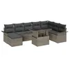 Image de Canapés de Jardin 9 pièces avec Coussins Gris Rattan Poly, Canapé 2 places avec Rangement et Coussins Gris Rattan Poly 3357072