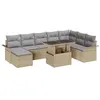 Image de Ensemble de Canapé de Jardin 9 Pièces avec Coussins Beige Poly Rattan, Canapé de Jardin 2 Places avec Rangement et Coussins 3357073