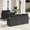 Image de Ensemble de Canapés de Jardin de 6 Pièces avec Coussins en Noir Rattan Poly, Canapé de Jardin 2 Places avec Rangement & Coussin