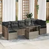 Image de Canapé de Jardin 8 Pièces avec Coussins Gris Rotin Synthétique, Canapé de Jardin 2 Places avec Rangement et Coussins Gris Rotin