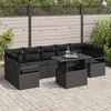 Image de Canapés de Jardin 8 Pièces avec Coussins Noir Rotin Poly, Canapé de Jardin 2 Places avec Rangement et Coussins Noir Rotin Poly