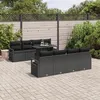 Image de Ensemble de Canapé de Jardin 9 Pièces avec Coussins Noir en Rattan Poly 3357526