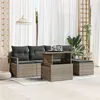 Image de Ensemble de 6 Canapés de Jardin avec Coussins Gris Poly Rattan, Canapé de Jardin 2 Places avec Rangement & Coussins Gris Poly R
