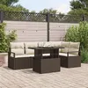 Image de Ensemble de Canapé de Jardin 6 Pièces avec Coussins Marron Poly Rattan, Canapé de Jardin 2 Places avec Rangement et Coussins Ma