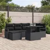 Image de Ensemble de canapé de jardin de 7 pièces avec coussins en poly rattan noir, Canapé de jardin 2 places avec rangement et coussin