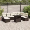 Image de Canapé de jardin 9 pièces avec coussins marron en rotin poly, Canapé 2 places avec rangement et coussins marron en rotin 3357611
