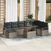 Image de Ensemble de Canapé de Jardin 9 Pièces avec Coussins Gris Rotin, Canapé de Jardin 2 Places avec Rangement et Coussins Gris Rotin