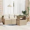 Image de Set de canapé de jardin 5 pièces avec coussins en rotin poly beige