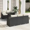 Image de Ensemble de canapé de jardin de 6 pièces avec coussins en rattan synthétique noir