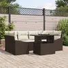 Image de Ensemble de canapés de jardin 7 pièces avec coussins en rattan synthétique marron