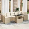 Image de Ensemble de canapé de jardin 8 pièces avec coussins Beige en poly rattan