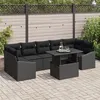 Image de Set de canapé de jardin 8 pièces avec coussins en poly rotin noir