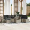 Image de Ensemble de salon de jardin 9 pièces avec coussins gris clair en poly rotin
