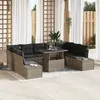 Image de Set de 10 Canapés de Jardin avec Coussins Gris en Poly Rattan
