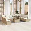 Image de Ensemble de canapé de jardin de 11 pièces avec coussins Beige en poly rotin