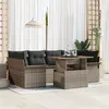 Image de Ensemble de canapé de jardin 7 pièces avec coussins gris en rotin synthétique 3358022