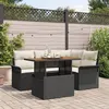 Image de Ensemble de Canapés de Jardin 5 Pièces avec Coussins Noir Rattan Poly, Canapé de Jardin 2 Places avec Rangement et Coussins Noi