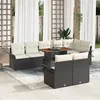 Image de Ensemble de Canapé de Jardin 9 Pièces avec Coussins Noir Rattan Poly, Canapé de Jardin 2 Places avec Rangement&Coussins Noir Ra