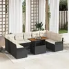 Image de Ensemble Canapé de Jardin 10 Pièces avec Coussins Rattan Poly Noir 3358112