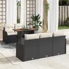 Image de Ensemble de canapé de jardin vidaXL 6 pièces avec coussins Noir Rotin poly 3358133