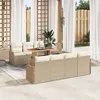 Image de Ensemble de canapé de jardin 8 pièces avec coussins Beige Poly Rattan, Canapé de jardin 2 places avec rangement & coussins Beig