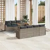 Image de Ensemble de Canapé de Jardin de 9 Pièces avec Coussins en Gris Poly Rotin, Canapé de Jardin 2 Places avec Rangement & 3358169