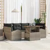 Image de Ensemble de canapé de jardin de 7 pièces avec coussins gris en poly rotin, Canapé de jardin 2 places avec rangement 3358274