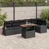 Image de Canapé de jardin 7 pièces avec coussins Noir Poly Rotin, Canapé de jardin 2 places avec rangement et coussins Noir Poly 3358333