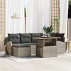 Image de Ensemble de canapé de jardin 7 pièces avec coussins gris poly rotin 3358344