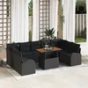 Image de Canapés de jardin 10 pièces avec coussins en Rotin poly noir, Canapé bi place avec rangement et coussins en Rotin poly noir