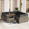 Image de Ensemble de Canapés de Jardin de 9 pièces avec Coussins Gris Rattan Poly