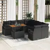 Image de Ensemble de Canapés de Jardin 9 Pièces avec Coussins Noir Rattan Poly