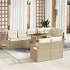 Image de Ensemble de Sofa de Jardin de 9 Pièces avec Coussins Beige Poly Rotin, Sofa de Jardin 2 Places avec Rangement et Coussins Beige
