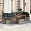 Image de Ensemble de Canapés de Jardin de 8 pièces avec Coussins Gris en Rotin Poly