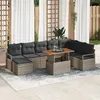 Image de Canapés de jardin 9 pièces avec coussins Gris Rotin Poly, Canapé de jardin 2 places avec rangement & coussins Gris Rotin Poly