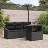Image de Ensemble de canapé de jardin 5 pièces avec coussins en poly rattan noir