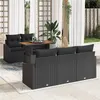 Image de Ensemble de salon de jardin 6 pièces avec coussins en poly rattan noir
