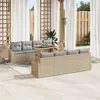 Image de Ensemble de Canapé de Jardin 7 pièces avec Coussins Beige Poly Rattan