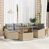 Image de Set de canapé de jardin 6 pièces avec coussins beige en rotin poly