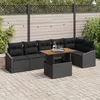 Image de Ensemble de Canapé de Jardin 7 Pièces avec Coussins Noir Rotin Poly