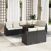 Image de Ensemble de canapés de jardin 9 pièces avec coussins Noir Poly Rotin