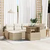 Image de Canapé de jardin 7 pièces avec coussins Beige Rotin poly