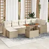 Image de Ensemble de canapé de jardin 8 pièces avec coussins Beige Rattan Poly