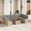 Image de Ensemble de canapé de jardin 10 pièces avec coussins Beige Poly Rotin