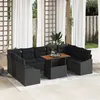 Image de Ensemble de canapé de jardin 10 pièces avec coussins noir rotin poly