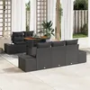 Image de Ensemble de canapé de jardin 6 pièces avec coussins Noir Poly Rattan