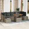 Image de Canapés de Jardin 8 Pièces avec Coussins Gris en Poly Rattan