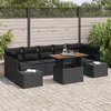 Image de Set de Canapé de Jardin 8 Pièces avec Coussins Noir Poly Rattan